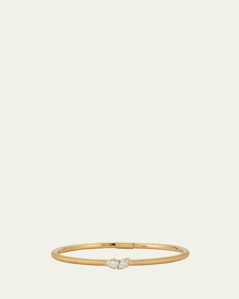 Poppy 2 Stone Plie Bangle, 3mm